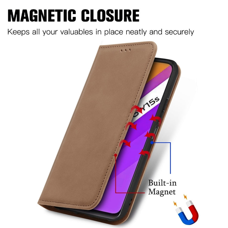 For vivo Y15S Retro Skin Feel Magnetic Horizontal Flip Leather Phone Case