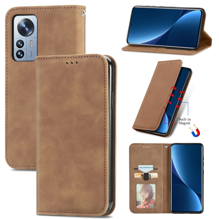 For Xiaomi 12 Pro Retro Skin Feel Magnetic Flip Leather Phone Case