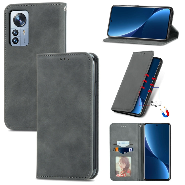 For Xiaomi 12 Pro Retro Skin Feel Magnetic Flip Leather Phone Case