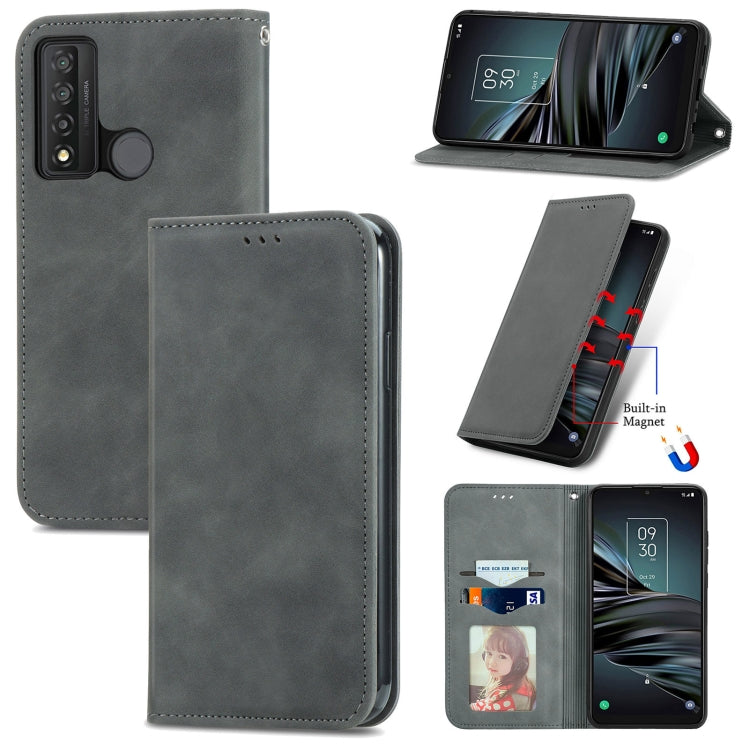 For TCL 20 XE Retro Skin Feel Magnetic Horizontal Flip Leather Phone Case