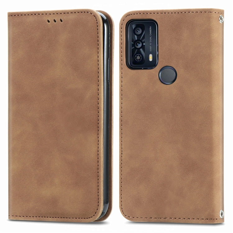 For TCL 20B Retro Skin Feel Magnetic Horizontal Flip Leather Phone Case