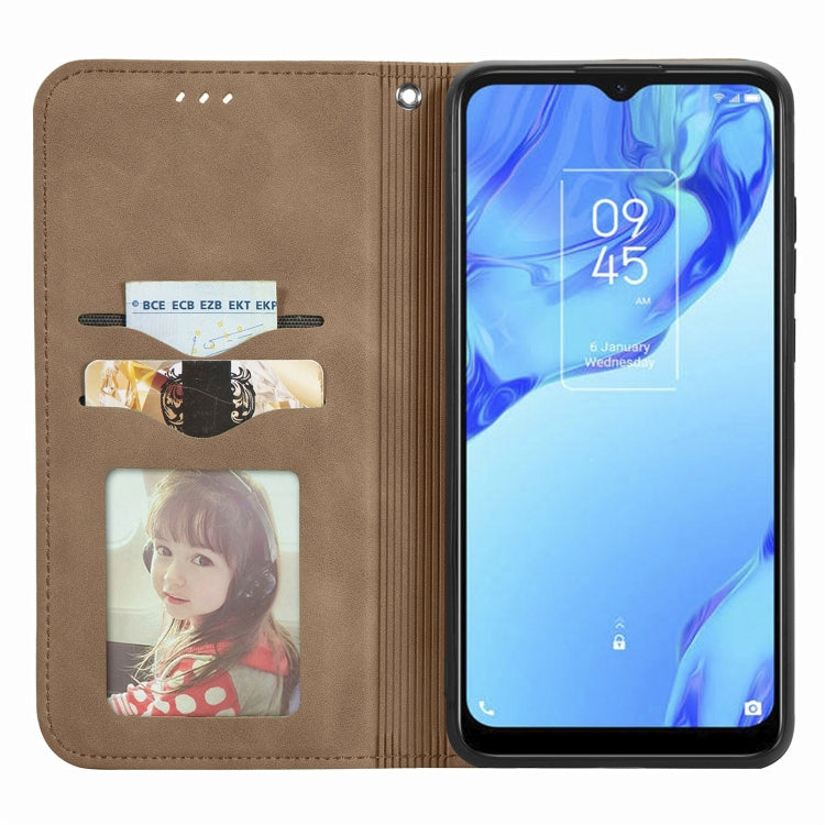 For TCL 20B Retro Skin Feel Magnetic Horizontal Flip Leather Phone Case