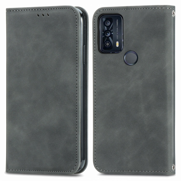 For TCL 20B Retro Skin Feel Magnetic Horizontal Flip Leather Phone Case