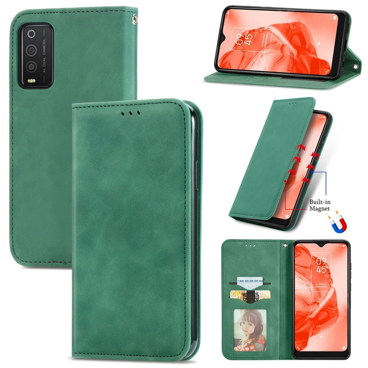 For TCL 205 Retro Skin Feel Magnetic Horizontal Flip Leather Phone Case
