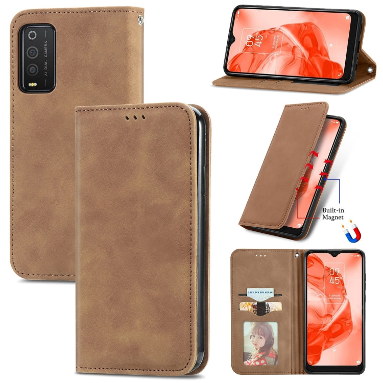 For TCL 205 Retro Skin Feel Magnetic Horizontal Flip Leather Phone Case