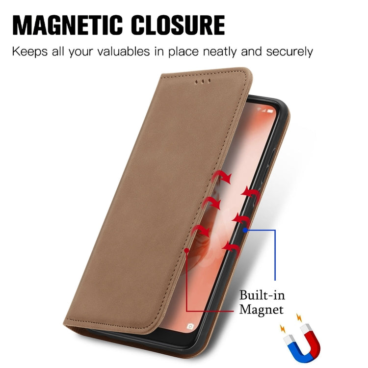 For TCL 205 Retro Skin Feel Magnetic Horizontal Flip Leather Phone Case