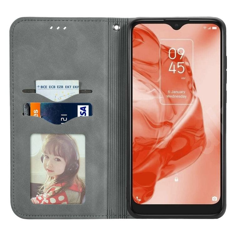 For TCL 205 Retro Skin Feel Magnetic Horizontal Flip Leather Phone Case