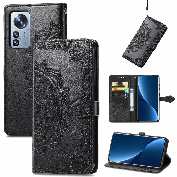For Xiaomi 12 Pro Mandala Flower Embossed Horizontal Flip Leather Phone Case