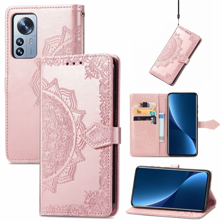 For Xiaomi 12 Pro Mandala Flower Embossed Horizontal Flip Leather Phone Case