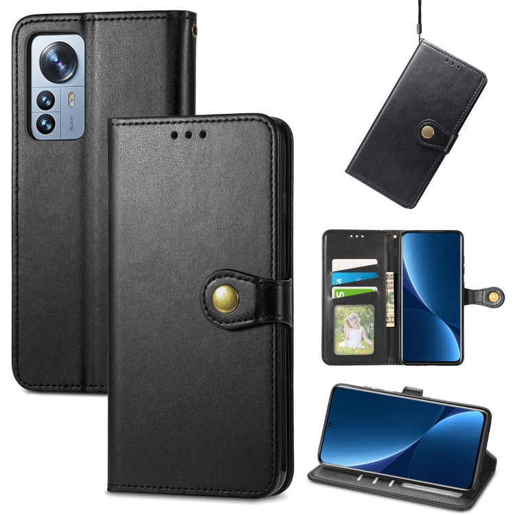 For Xiaomi 12 Pro Solid Color Leather Buckle Phone Case