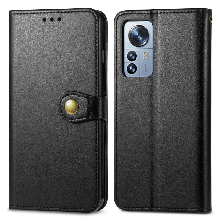For Xiaomi 12 Pro Solid Color Leather Buckle Phone Case