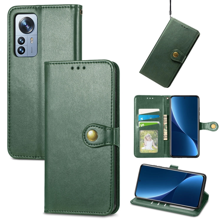 For Xiaomi 12 Pro Solid Color Leather Buckle Phone Case