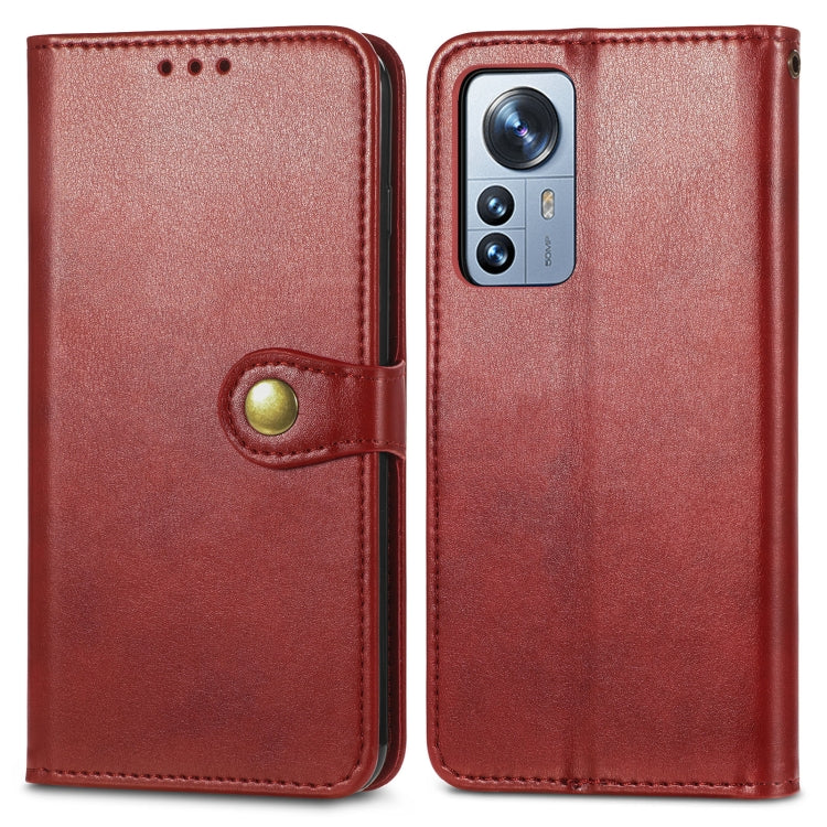 For Xiaomi 12 Pro Solid Color Leather Buckle Phone Case