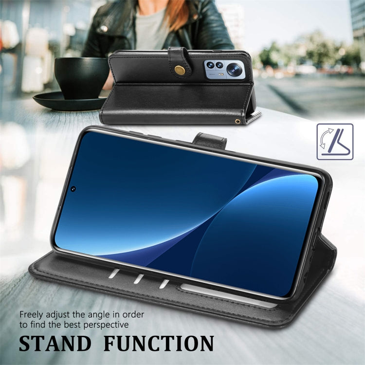 For Xiaomi 12 Pro Solid Color Leather Buckle Phone Case
