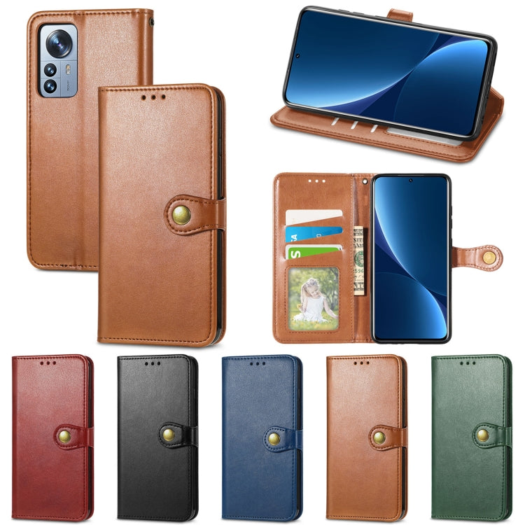 For Xiaomi 12 Pro Solid Color Leather Buckle Phone Case