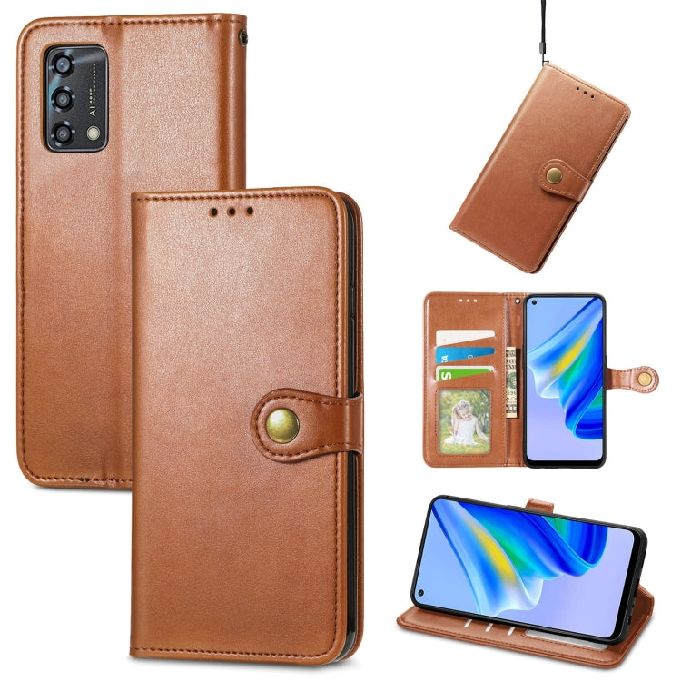 For OPPO A95 4G Solid Color Leather Buckle Phone Case