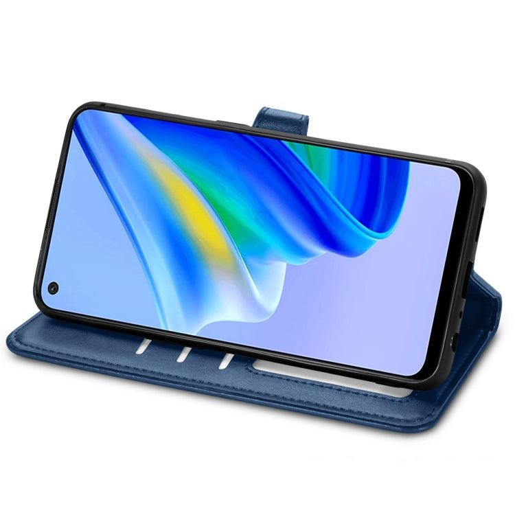 For OPPO A95 5G Solid Color Leather Buckle Phone Case