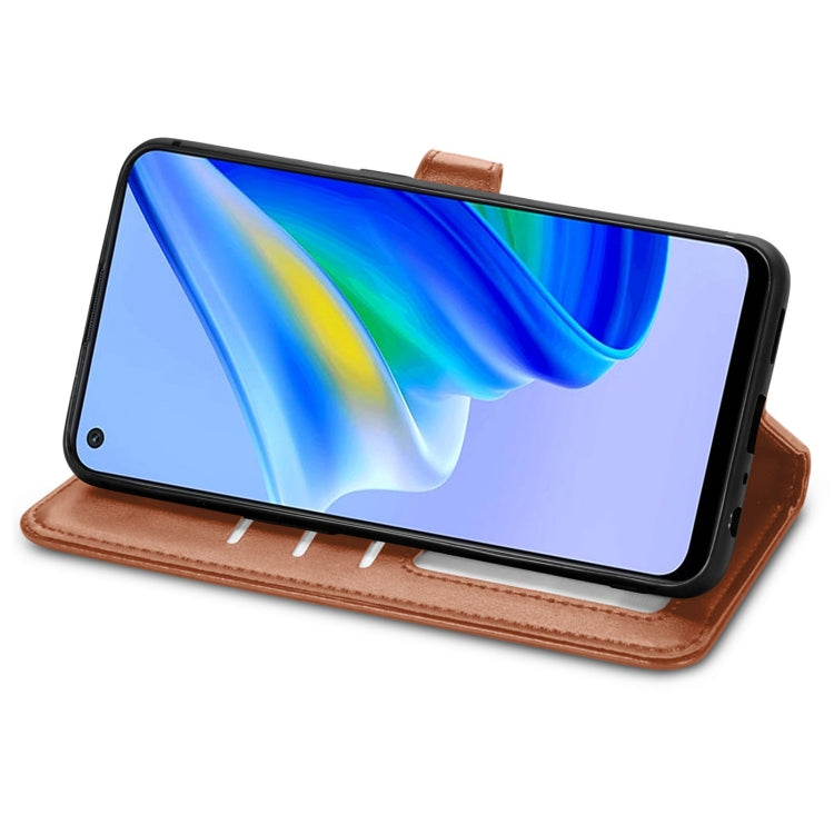 For OPPO A95 5G Solid Color Leather Buckle Phone Case