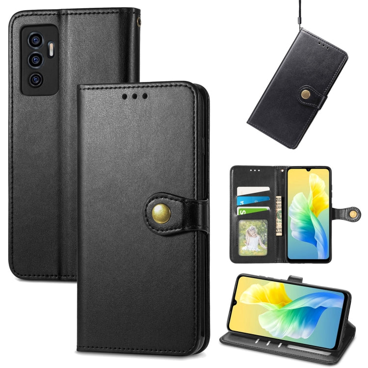 For vivo S10e Solid Color Leather Buckle Phone Case