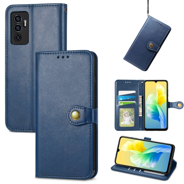 For vivo S10e Solid Color Leather Buckle Phone Case