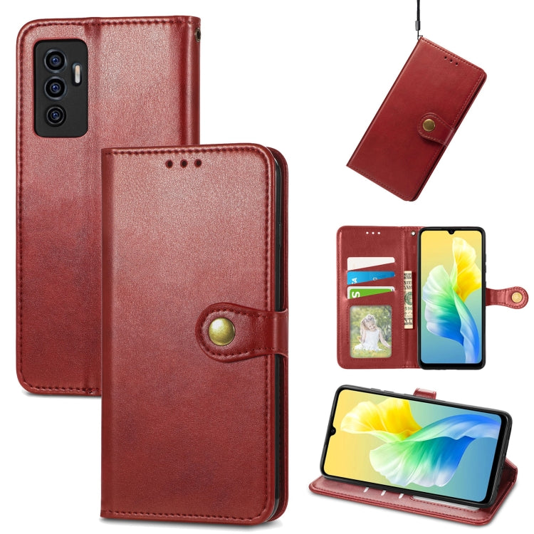 For vivo S10e Solid Color Leather Buckle Phone Case