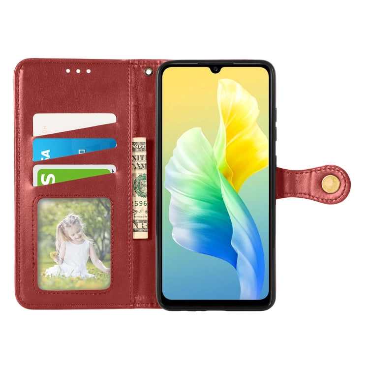 For vivo S10e Solid Color Leather Buckle Phone Case