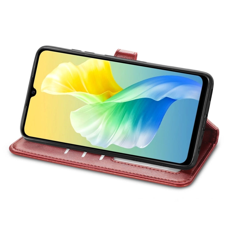 For vivo S10e Solid Color Leather Buckle Phone Case