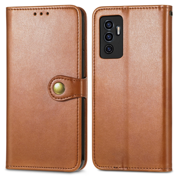 For vivo S10e Solid Color Leather Buckle Phone Case