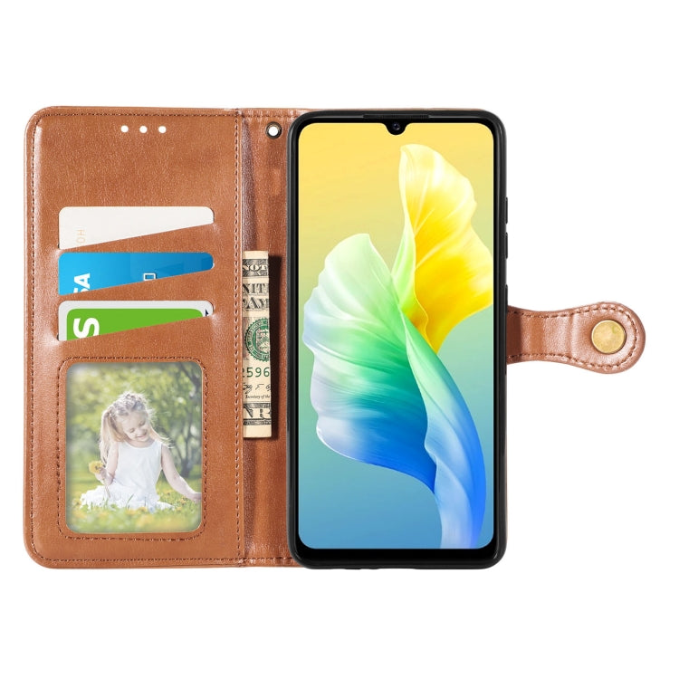 For vivo S10e Solid Color Leather Buckle Phone Case