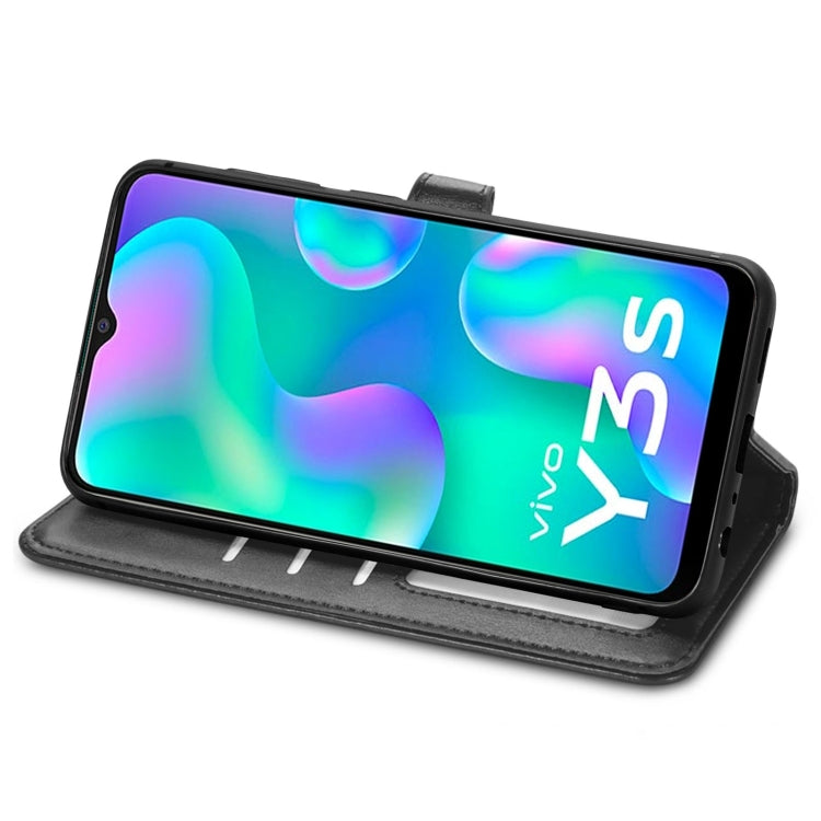 For vivo Y3s 2021 Solid Color Leather Buckle Phone Case