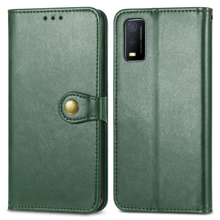 For vivo Y3s 2021 Solid Color Leather Buckle Phone Case