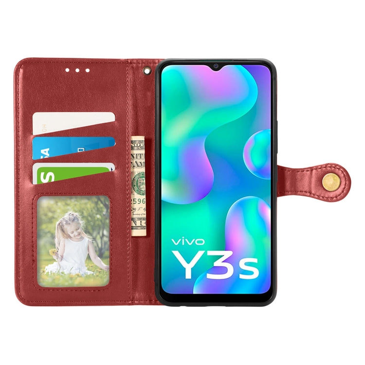 For vivo Y3s 2021 Solid Color Leather Buckle Phone Case