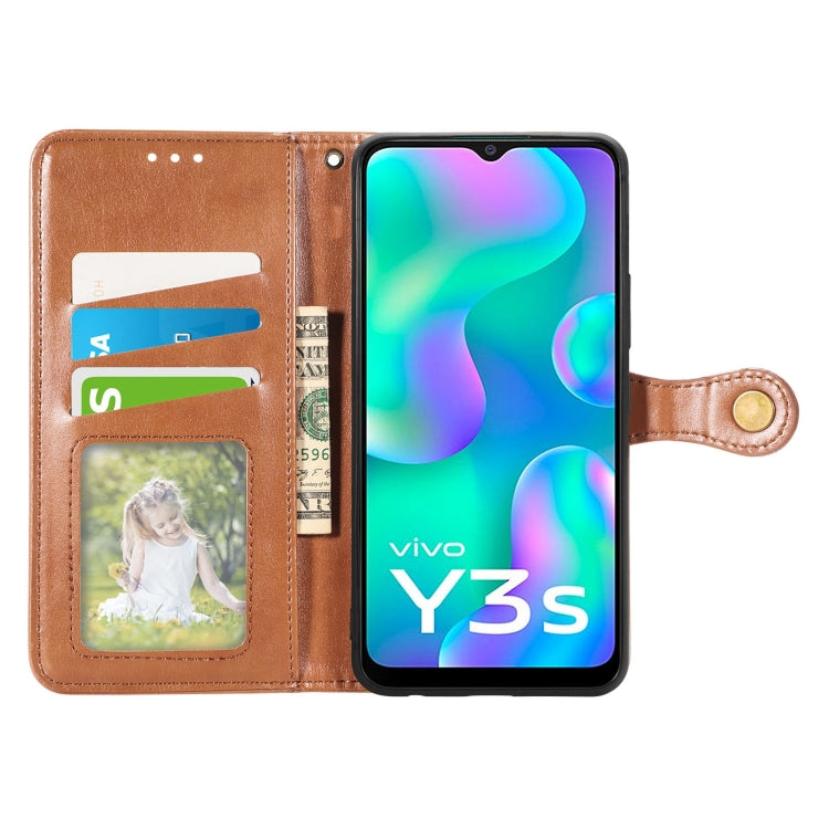 For vivo Y3s 2021 Solid Color Leather Buckle Phone Case
