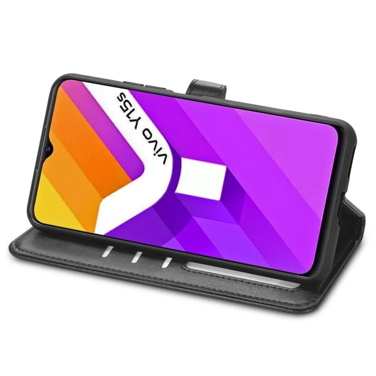 For vivo Y15s Solid Color Leather Buckle Phone Case