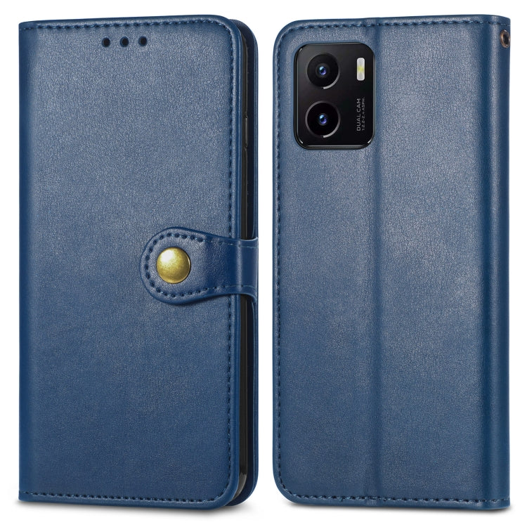 For vivo Y15s Solid Color Leather Buckle Phone Case