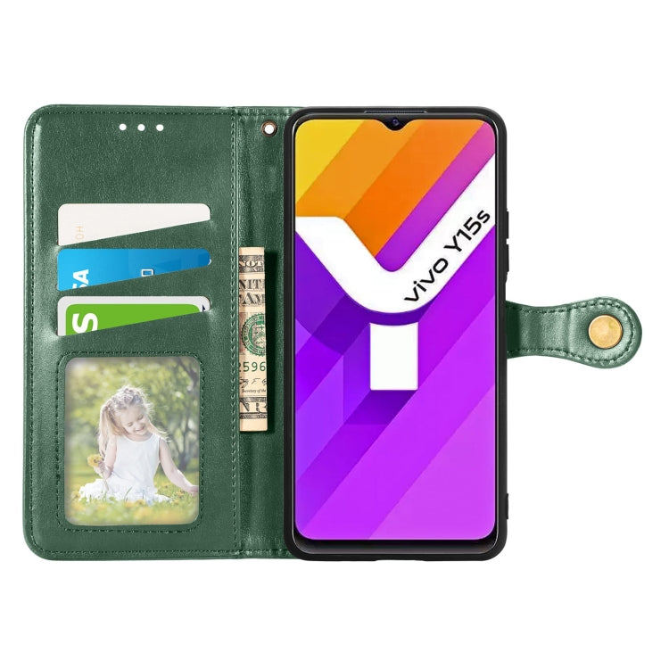 For vivo Y15s Solid Color Leather Buckle Phone Case