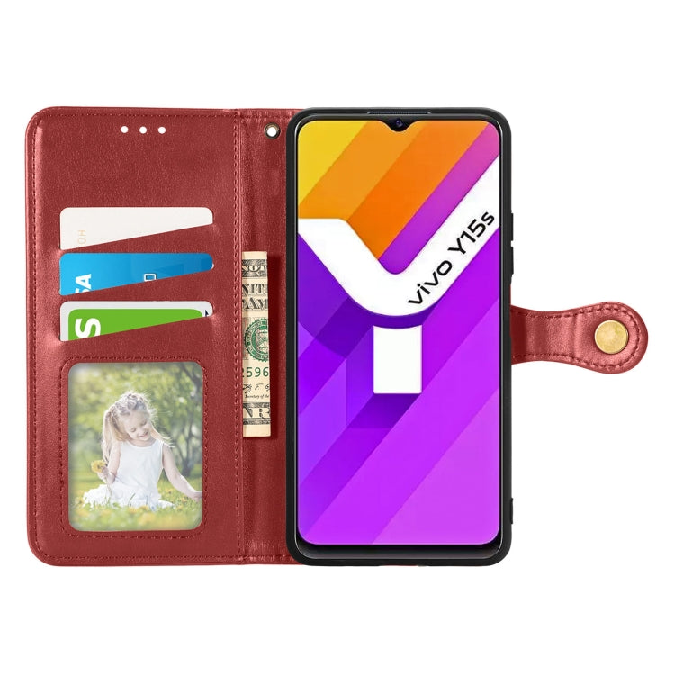 For vivo Y15s Solid Color Leather Buckle Phone Case