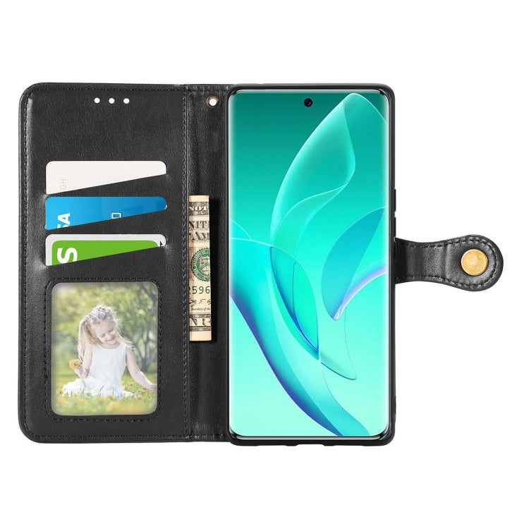 For Honor 60 Pro Solid Color Leather Buckle Phone Case