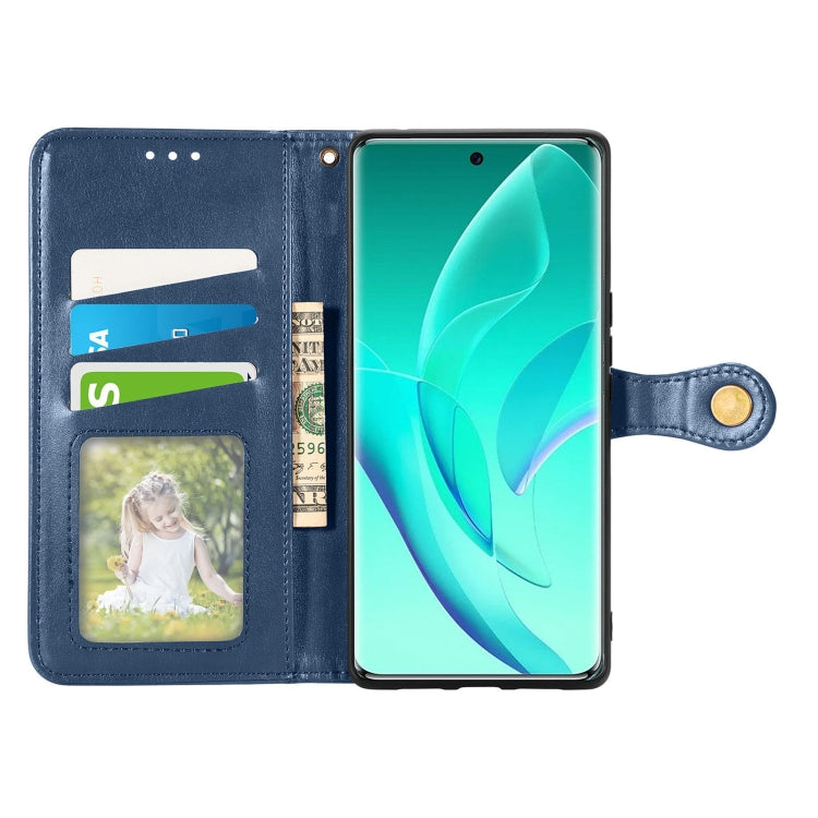 For Honor 60 Pro Solid Color Leather Buckle Phone Case