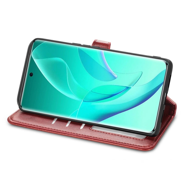 For Honor 60 Pro Solid Color Leather Buckle Phone Case