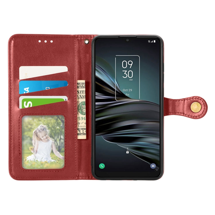 For TCL 20 XE Solid Color Leather Buckle Phone Case