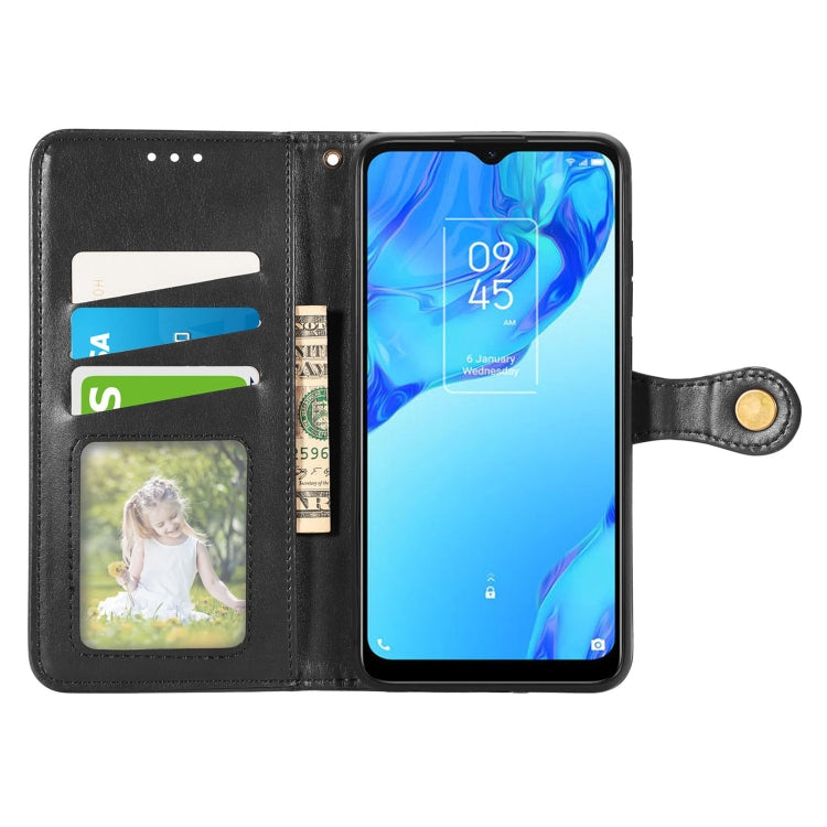 For TCL 20B Solid Color Leather Buckle Phone Case