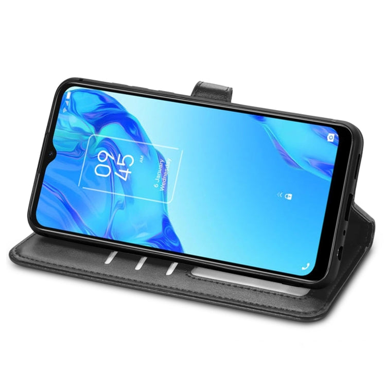 For TCL 20B Solid Color Leather Buckle Phone Case