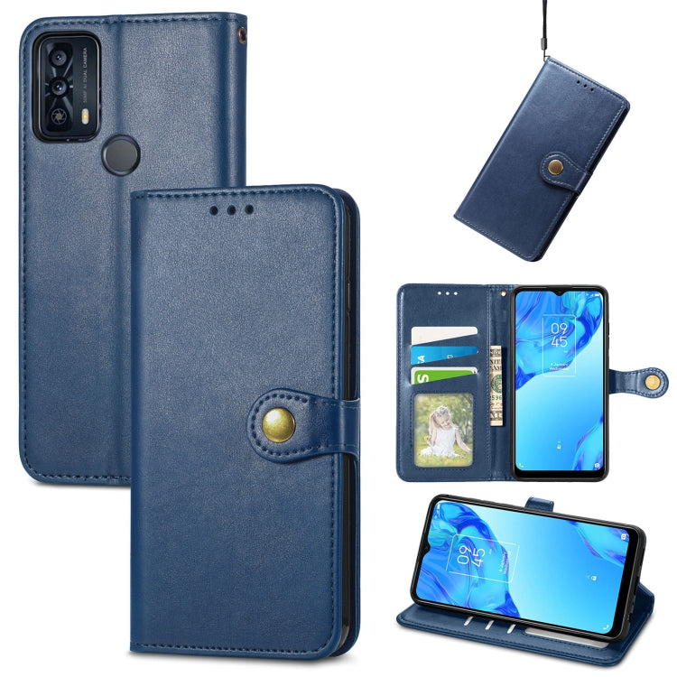 For TCL 20B Solid Color Leather Buckle Phone Case