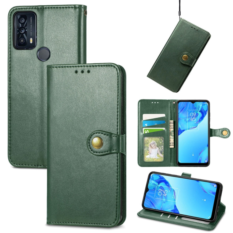 For TCL 20B Solid Color Leather Buckle Phone Case