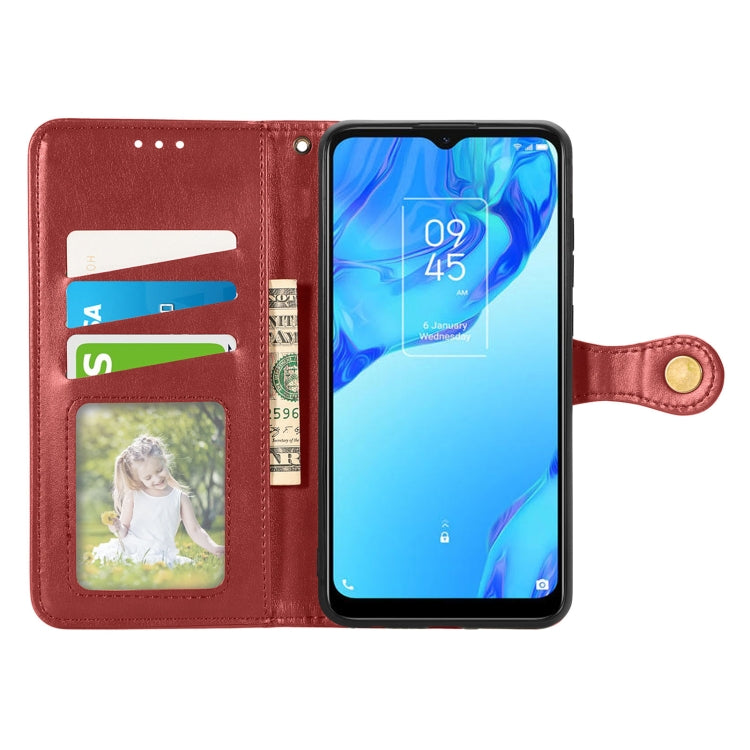 For TCL 20B Solid Color Leather Buckle Phone Case