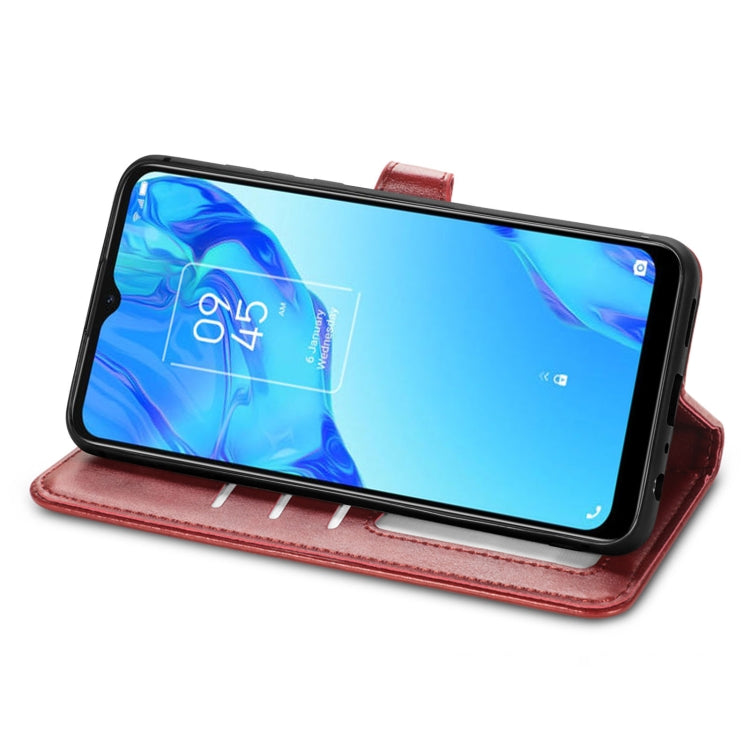 For TCL 20B Solid Color Leather Buckle Phone Case