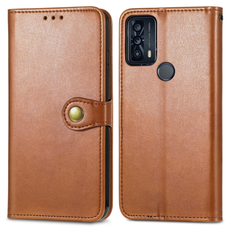 For TCL 20B Solid Color Leather Buckle Phone Case