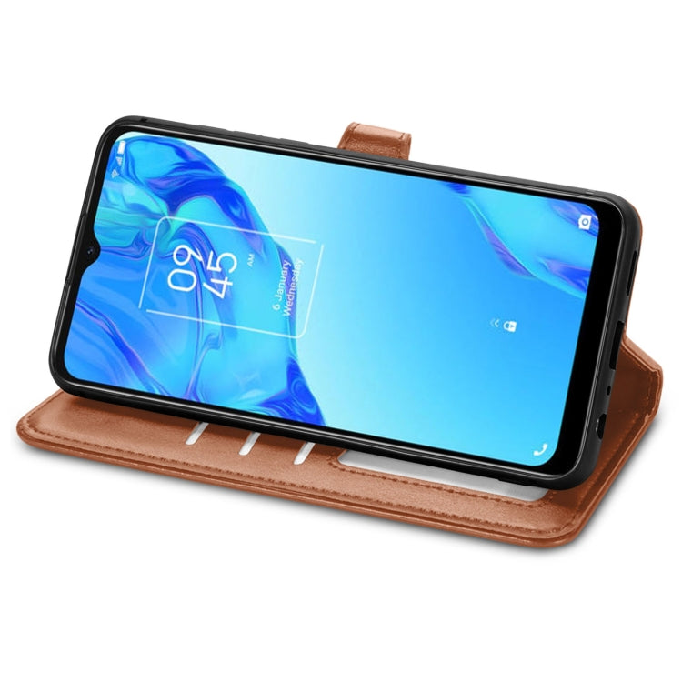 For TCL 20B Solid Color Leather Buckle Phone Case