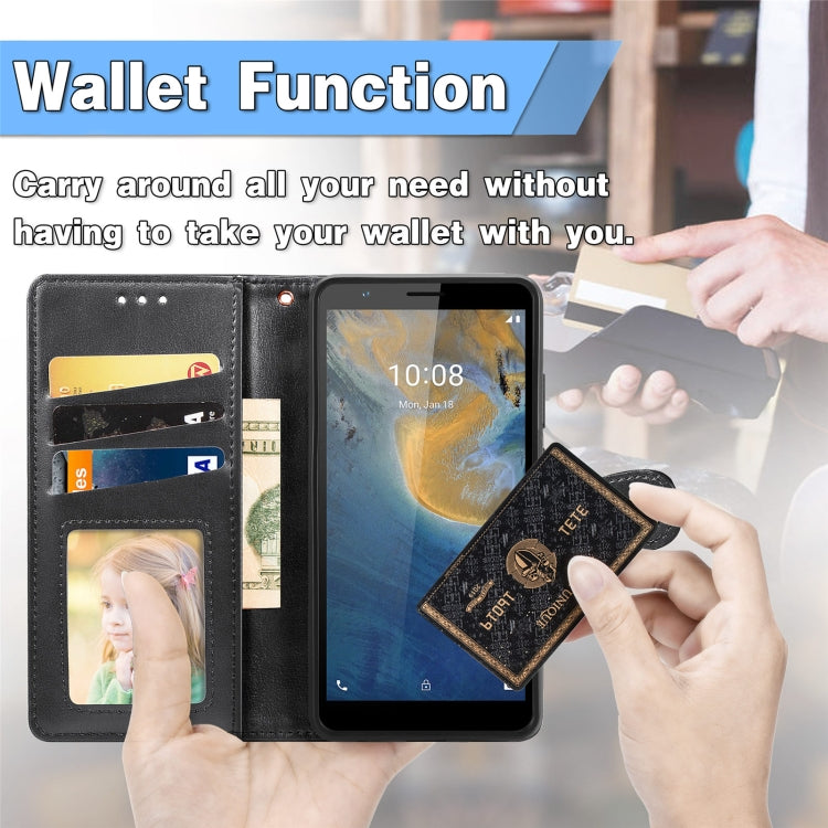 For TCL 20B Solid Color Leather Buckle Phone Case